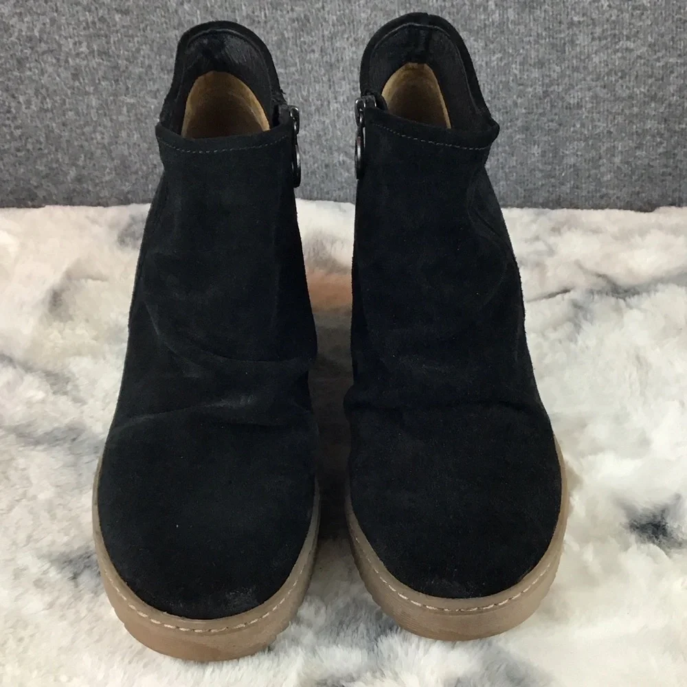 Sofft Suede Comfort Slouch Black Wedge Ankle Boots Size 9‎ M